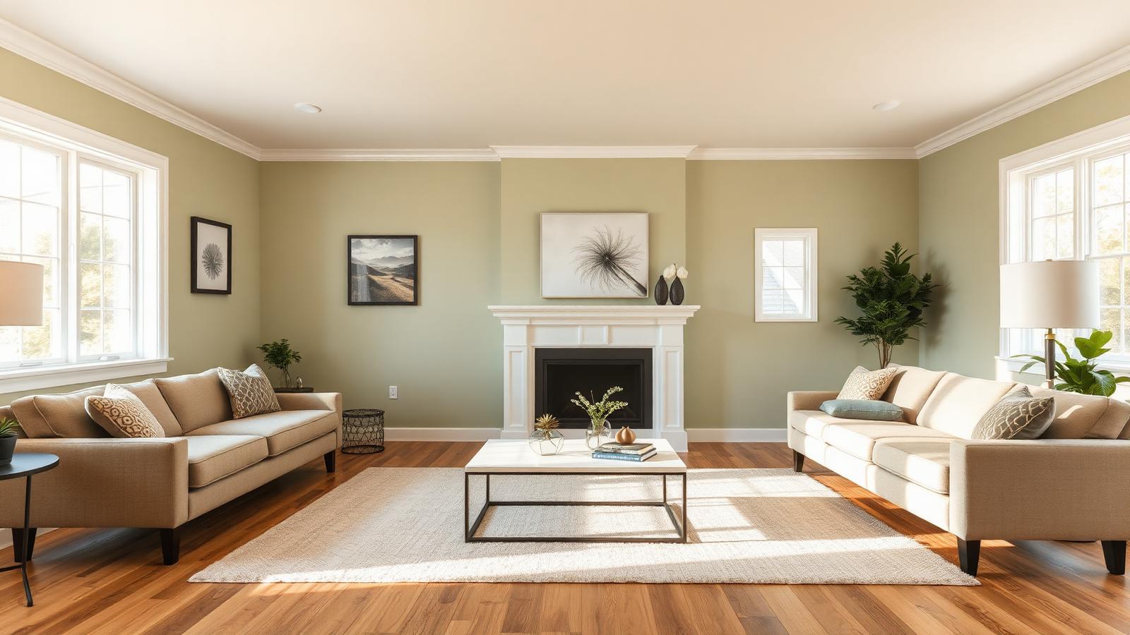 Newly completed interior painting in a Placer County living room
